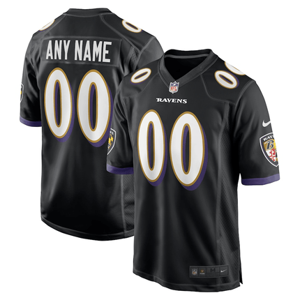 Custom Name Baltimore Ravens 2024-2025 Alternate Black Game Jersey