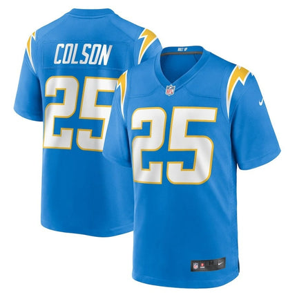Junior Colson Los Angeles Chargers 2024-2025 Player Game Blue Jersey