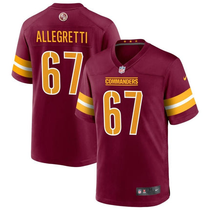 Nick Allegretti Washington Commanders 2024-2025 Burgundy Game Player Jersey