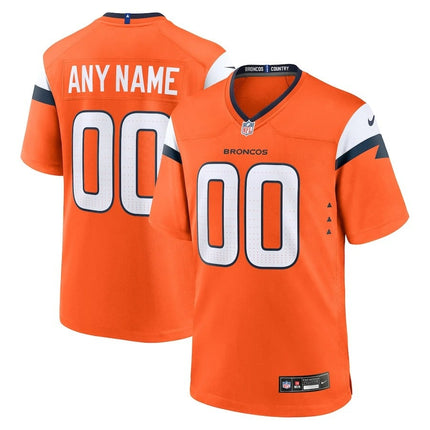 Custom Name Denver Broncos 2024-2025 Orange Game Jersey