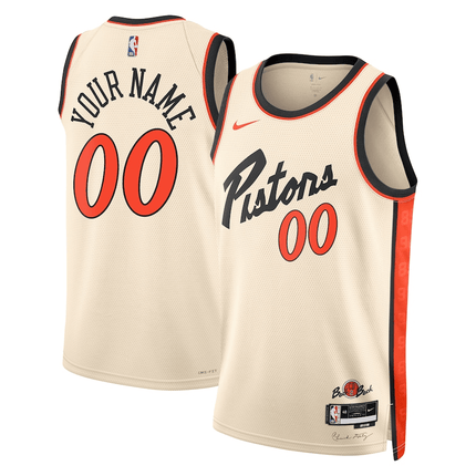Custom Detroit Pistons 2024-2025 City Edition Swingman Creme Jersey