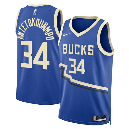 Giannis Antetokounmpo Milwaukee Bucks 2024-2025 City Edition Swingman Blue Jersey