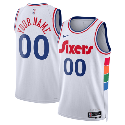 Custom Philadelphia 76ers 2024-2025 City Edition Swingman White Jersey