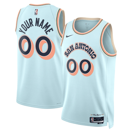 Custom San Antonio Spurs 2024-2025 City Edition Swingman Blue Jersey