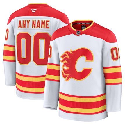 Custom Calgary Flames 2024-2025 Away Premium White Jersey