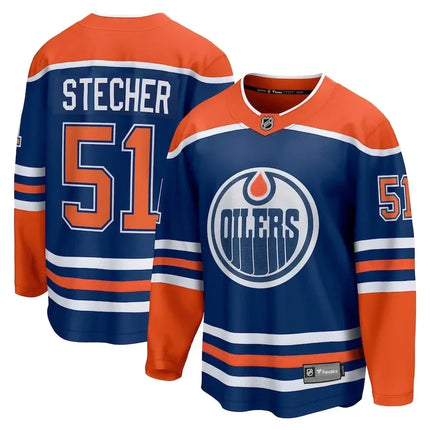 Troy Stecher Edmonton Oilers 2024-2025 Home Breakaway Royal Jersey