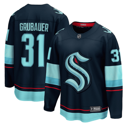 Philipp Grubauer Seattle Kraken 2024-2025 Home Breakaway Deep Sea Blue Jersey