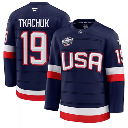 Matthew Tkachuk USA 2025 4 Nations Face-Off Stitched Navy Jersey