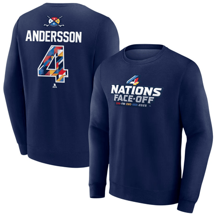 Rasmus Andersson 2025 4 Nations Face-Off Pick-A-Player Pullover Navy Sweatshirt