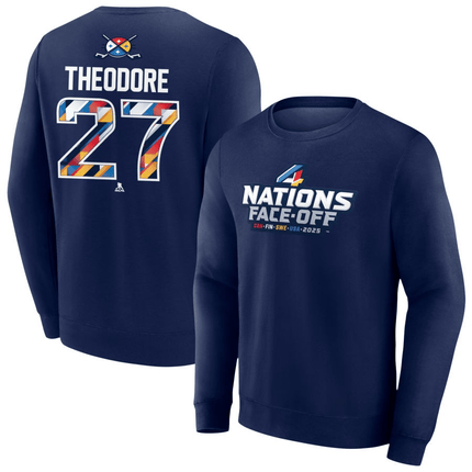 Shea Theodore 2025 4 Nations Face-Off Pick-A-Player Pullover Navy Sweatshirt