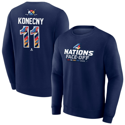Travis Konecny 2025 4 Nations Face-Off Pick-A-Player Pullover Navy Sweatshirt