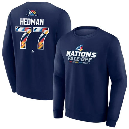 Victor Hedman 2025 4 Nations Face-Off Pick-A-Player Pullover Navy Sweatshirt