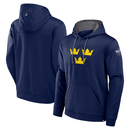 Sweden 2025 4 Nations Face-Off Defender Poly Fleece Pullover Athletic Navy Hoodie
