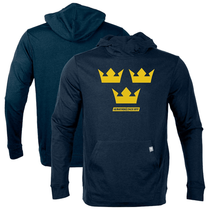 Sweden 2025 4 Nations Face-Off Thrive Tri-Blend Pullover Navy Hoodie