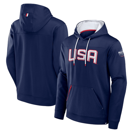 USA 2025 4 Nations Face-Off Defender Poly Fleece Pullover Athletic Navy Hoodie