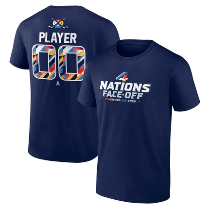 Custom Name & Number 2025 4 Nations Face-Off Pick-A-Player Navy T-Shirt