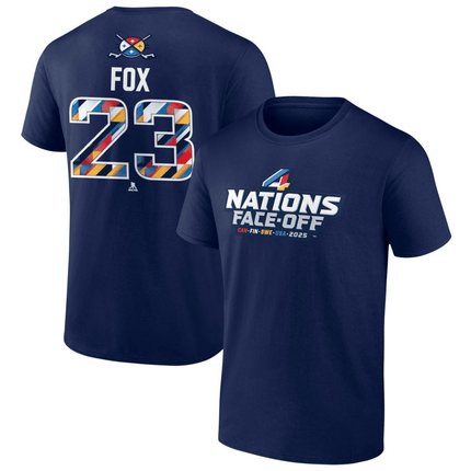 Adam Fox 2025 4 Nations Face-Off Pick-A-Player Navy T-Shirt