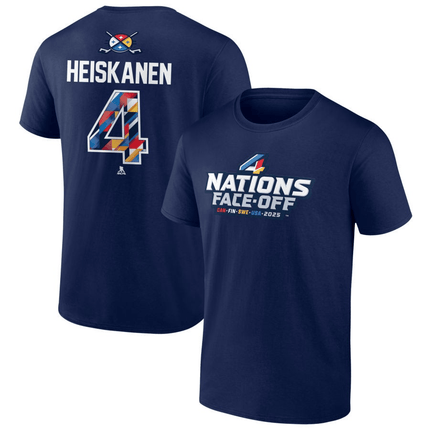 Miro Heiskanen 2025 4 Nations Face-Off Pick-A-Player Navy T-Shirt