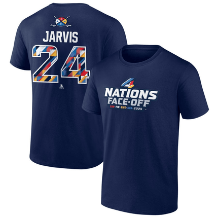 Seth Jarvis 2025 4 Nations Face-Off Pick-A-Player Navy T-Shirt