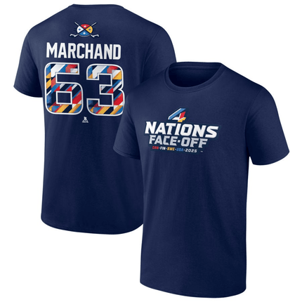 Brad Marchand 2025 4 Nations Face-Off Pick-A-Player Navy T-Shirt