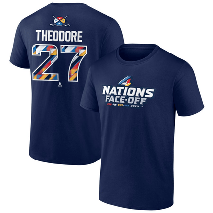Shea Theodore 2025 4 Nations Face-Off Pick-A-Player Navy T-Shirt