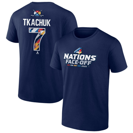 Brady Tkachuk 2025 4 Nations Face-Off Pick-A-Player Navy T-Shirt