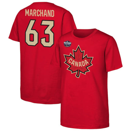 Brad Marchand Canada 2025 4 Nations Face-Off Player Name & Number Red T-Shirt