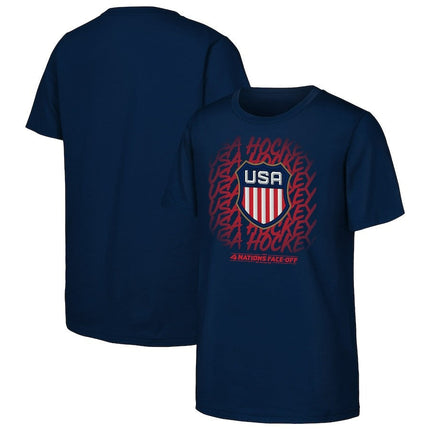 USA 2025 4 Nations Face-Off Game Time Navy T-Shirt