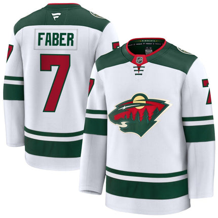 Brock Faber Minnesota Wild 2025 Away Premium White Jersey
