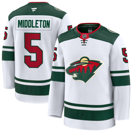 Jake Middleton Minnesota Wild 2025 Away Premium White Jersey