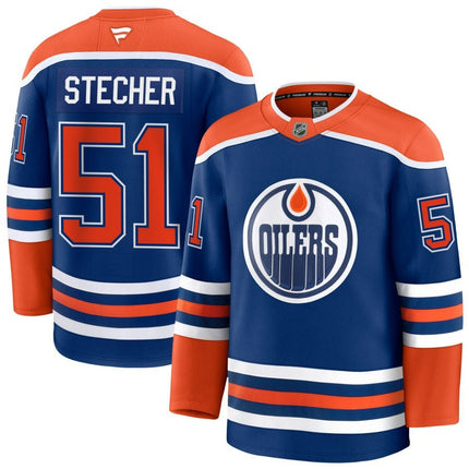 Troy Stecher Edmonton Oilers 2025 Home Premium Royal Jersey