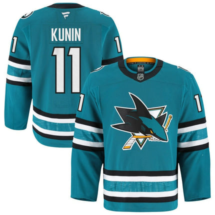 Luke Kunin San Jose Sharks 2025 Home Pro Teal Jersey
