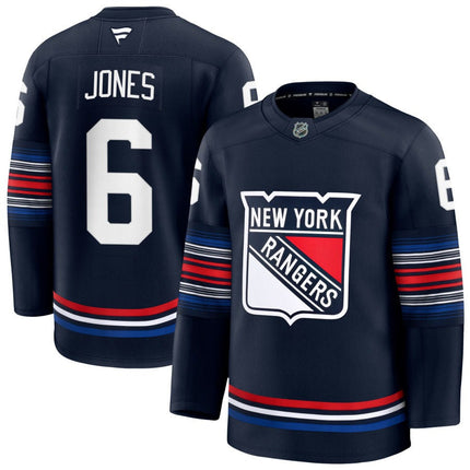 Zac Jones New York Rangers 2025 Alternate Premium Navy Jersey