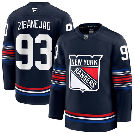 Mika Zibanejad New York Rangers 2025 Alternate Premium Navy Jersey