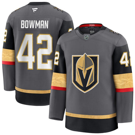 Braeden Bowman Vegas Golden Knights 2025 Alternate Premium Gray Jersey