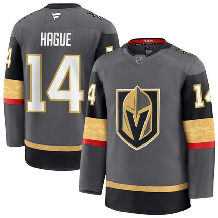 Nicolas Hague Vegas Golden Knights 2025 Alternate Premium Gray Jersey