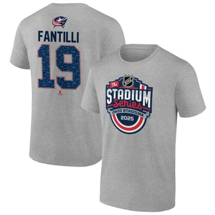 Adam Fantilli Columbus Blue Jackets 2025 Stadium Series Pick-A-Player Heather Gray T-Shirt