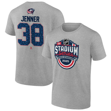 Boone Jenner Columbus Blue Jackets 2025 Stadium Series Pick-A-Player Heather Gray T-Shirt