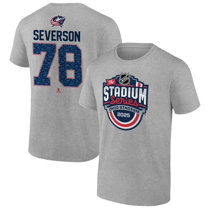 Damon Severson Columbus Blue Jackets 2025 Stadium Series Pick-A-Player Heather Gray T-Shirt