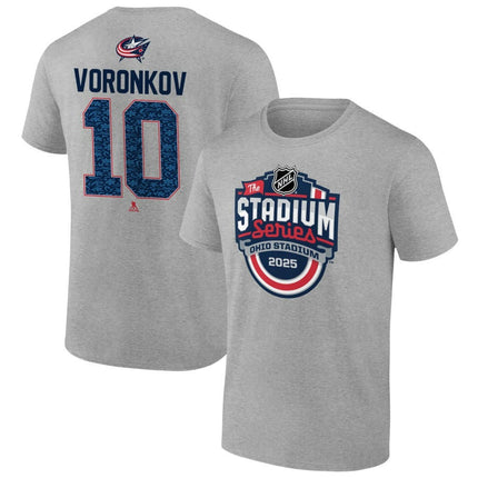 Dmitri Voronkov Columbus Blue Jackets 2025 Stadium Series Pick-A-Player Heather Gray T-Shirt