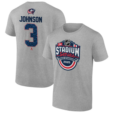 Jack Johnson Columbus Blue Jackets 2025 Stadium Series Pick-A-Player Heather Gray T-Shirt