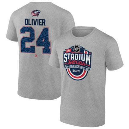 Mathieu Olivier Columbus Blue Jackets 2025 Stadium Series Pick-A-Player Heather Gray T-Shirt