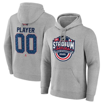 Custom Name Columbus Blue Jackets 2025 Stadium Series Pick-A-Player Gray Pullover Hoodie