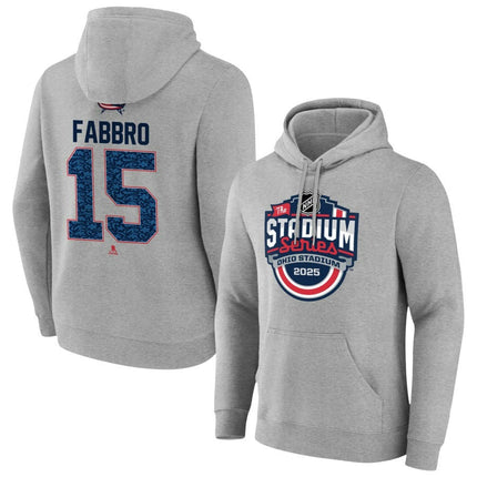 Dante Fabbro Columbus Blue Jackets 2025 Stadium Series Pick-A-Player Gray Pullover Hoodie