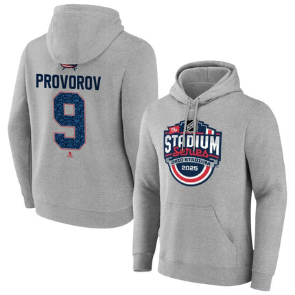 Ivan Provorov Columbus Blue Jackets 2025 Stadium Series Pick-A-Player Gray Pullover Hoodie