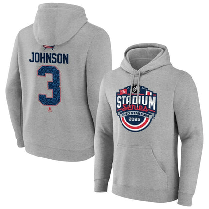 Jack Johnson Columbus Blue Jackets 2025 Stadium Series Pick-A-Player Gray Pullover Hoodie