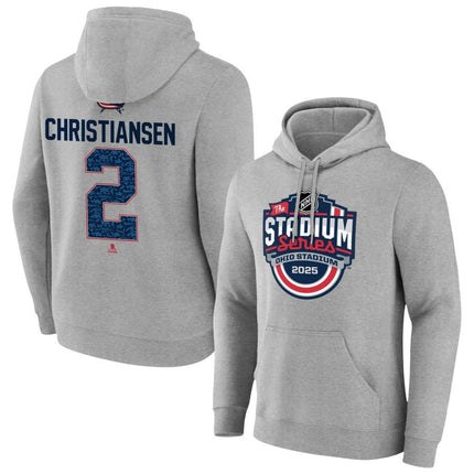 Jake Christiansen Columbus Blue Jackets 2025 Stadium Series Pick-A-Player Gray Pullover Hoodie