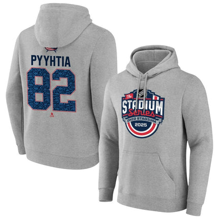 Mikael Pyyhtia Columbus Blue Jackets 2025 Stadium Series Pick-A-Player Gray Pullover Hoodie