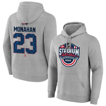 Sean Monahan Columbus Blue Jackets 2025 Stadium Series Pick-A-Player Gray Pullover Hoodie
