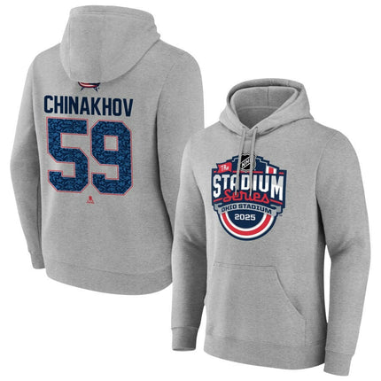Yegor Chinakhov Columbus Blue Jackets 2025 Stadium Series Pick-A-Player Gray Pullover Hoodie